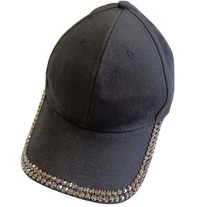 Studded Metallic Black Embellished Adjustable Adult Hat